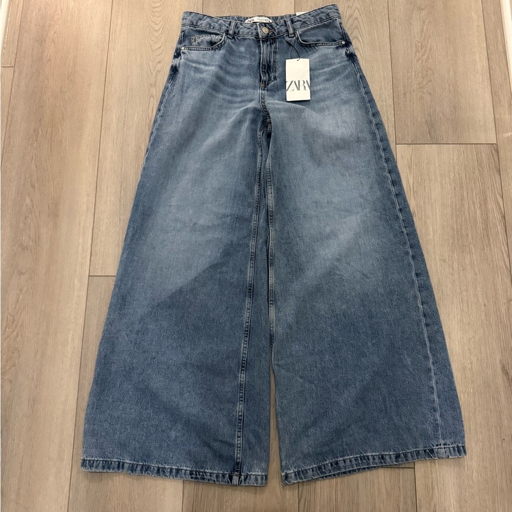 Zara Palazzo High Rise Wide Leg Jeans